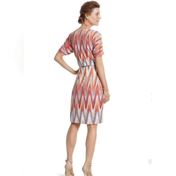 NWT Chicos Cameron Short Sleeve in Red Orange Diamond Size Large $109 Retail - Picture 9 of 11